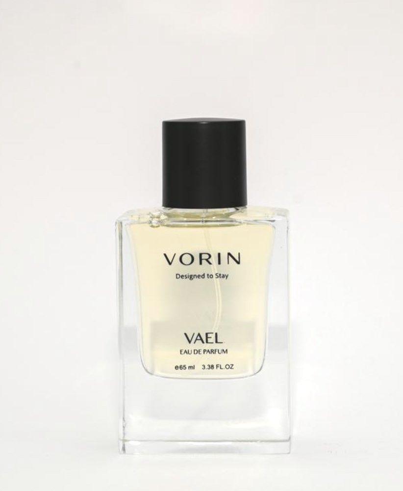 VAEL eau de parfum bottle, pale liquid with a black cap